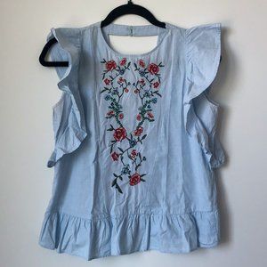 Zara - Embroidered Peplum Top